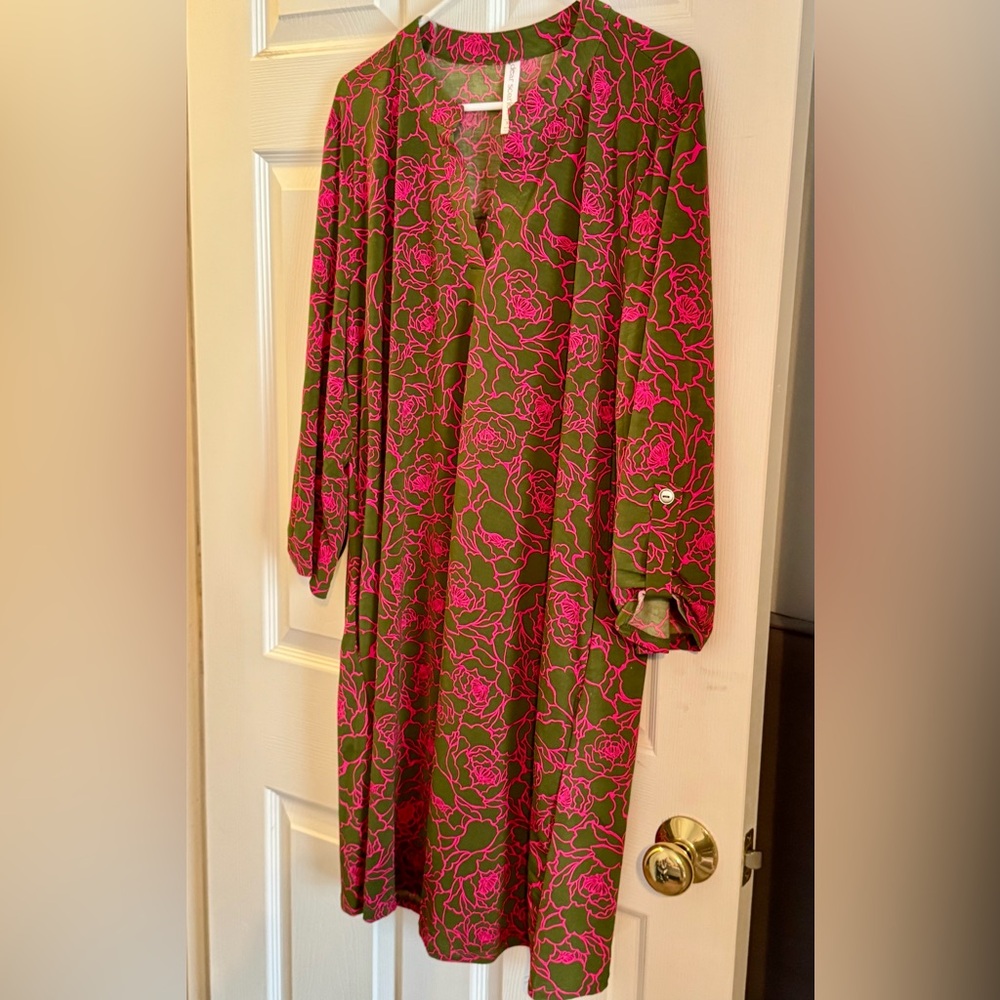 Dear Scarlett Olive and Pink Floral Dress